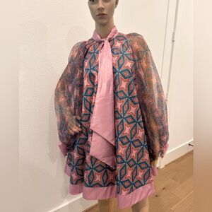 Chic Pink and Blue Patterned Dress